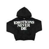 MIXED EMOTION Black ‘End’ Rhinestone hoodie