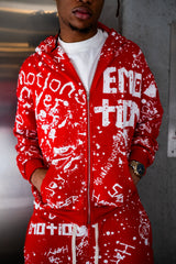 MIXED EMOTION Red “Graffiti” Hoodie