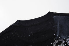 BKYS Rhinestone Portrait Print Vintage Fade Relaxed Graphic Tee