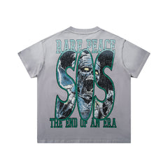 Rare Peace Retro Glow Rhinestone Oversized Graphic Tee