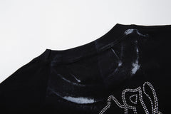 BKYS Retro Rhinestone Portrait Print Boxy Fit Street Tee
