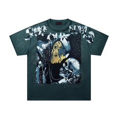 Rare Peace Vintage Rhinestone Graphic Oversized Street T-Shirt