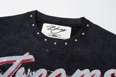BKYS Distressed Portrait Studded Streetwear Oversized Graphic Tee