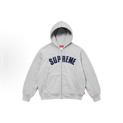 Supreme Arc Logo Full-Zip Hooded Sweatshirt - Light Grey