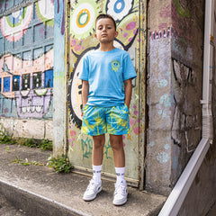 Retro Graffiti Youth Tee - Blue/Yellow