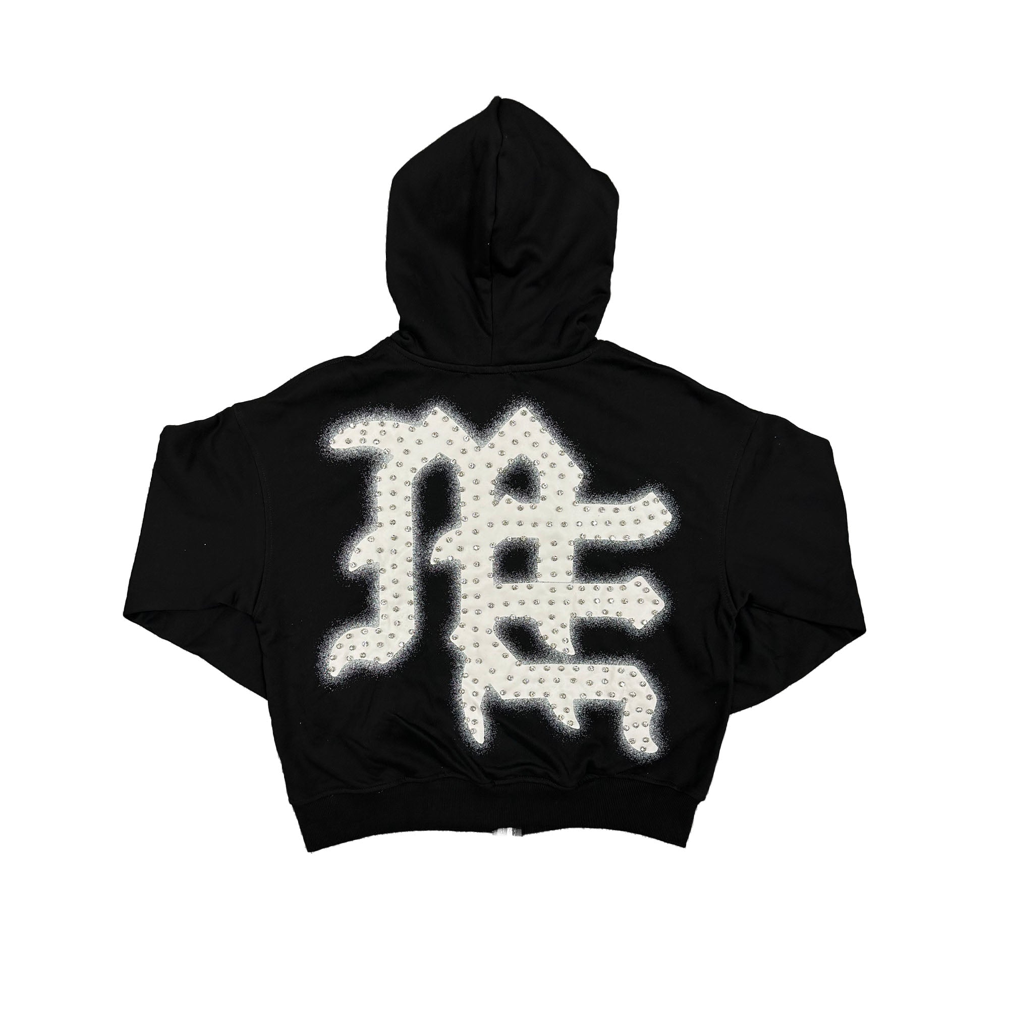 MIXED EMOTION Black ‘End’ Rhinestone hoodie