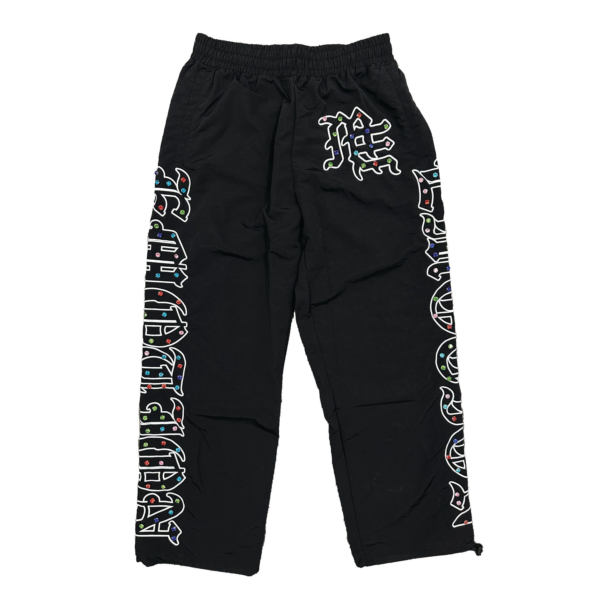 Mixed Emotions “ME” rhinestone Nylon Pants
