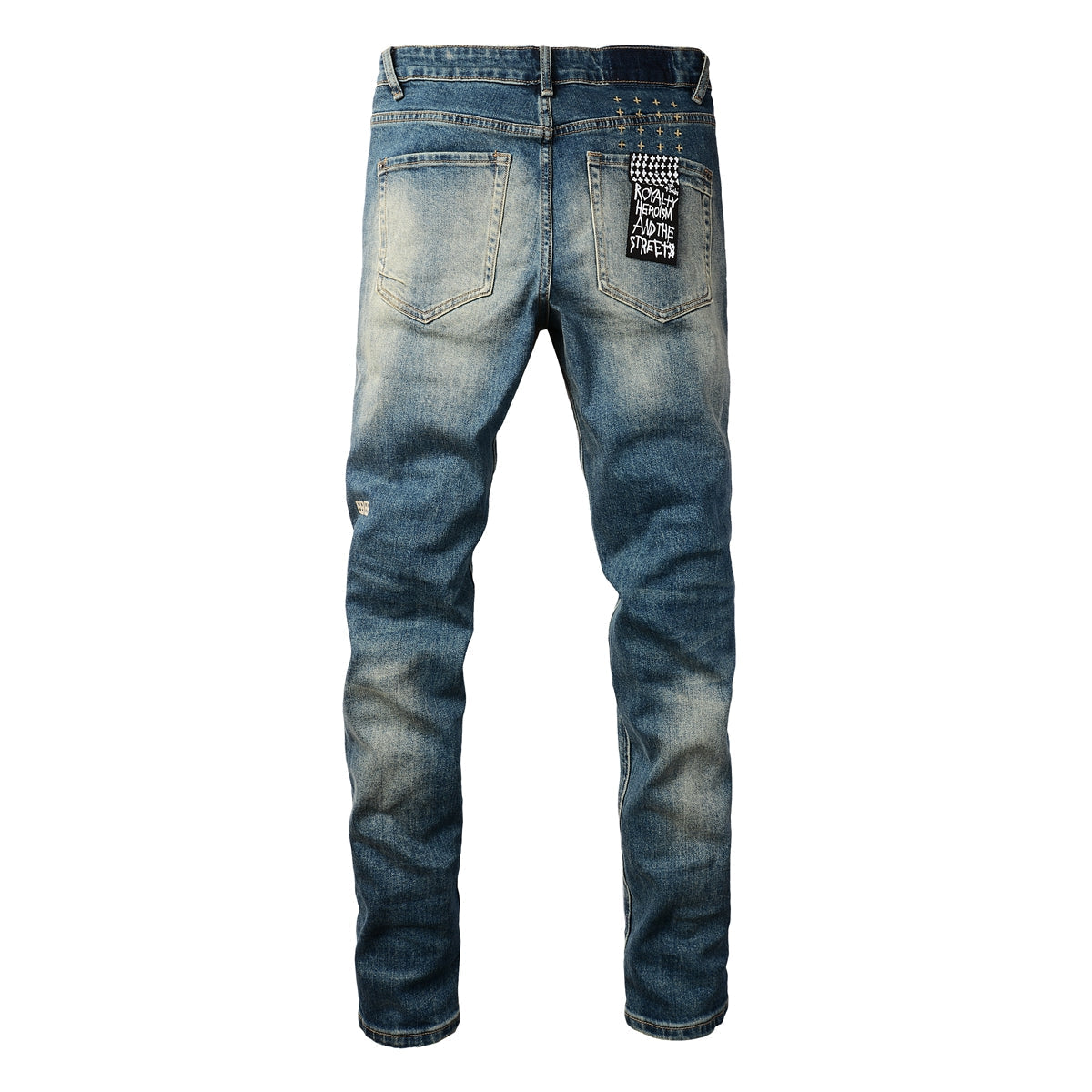 Purple Jeans Classic Blue Ripped Knee Skinny Jeans 3018