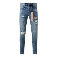 Purple Jeans Edgy Blue Denim with Distressed Rip Accents 3007