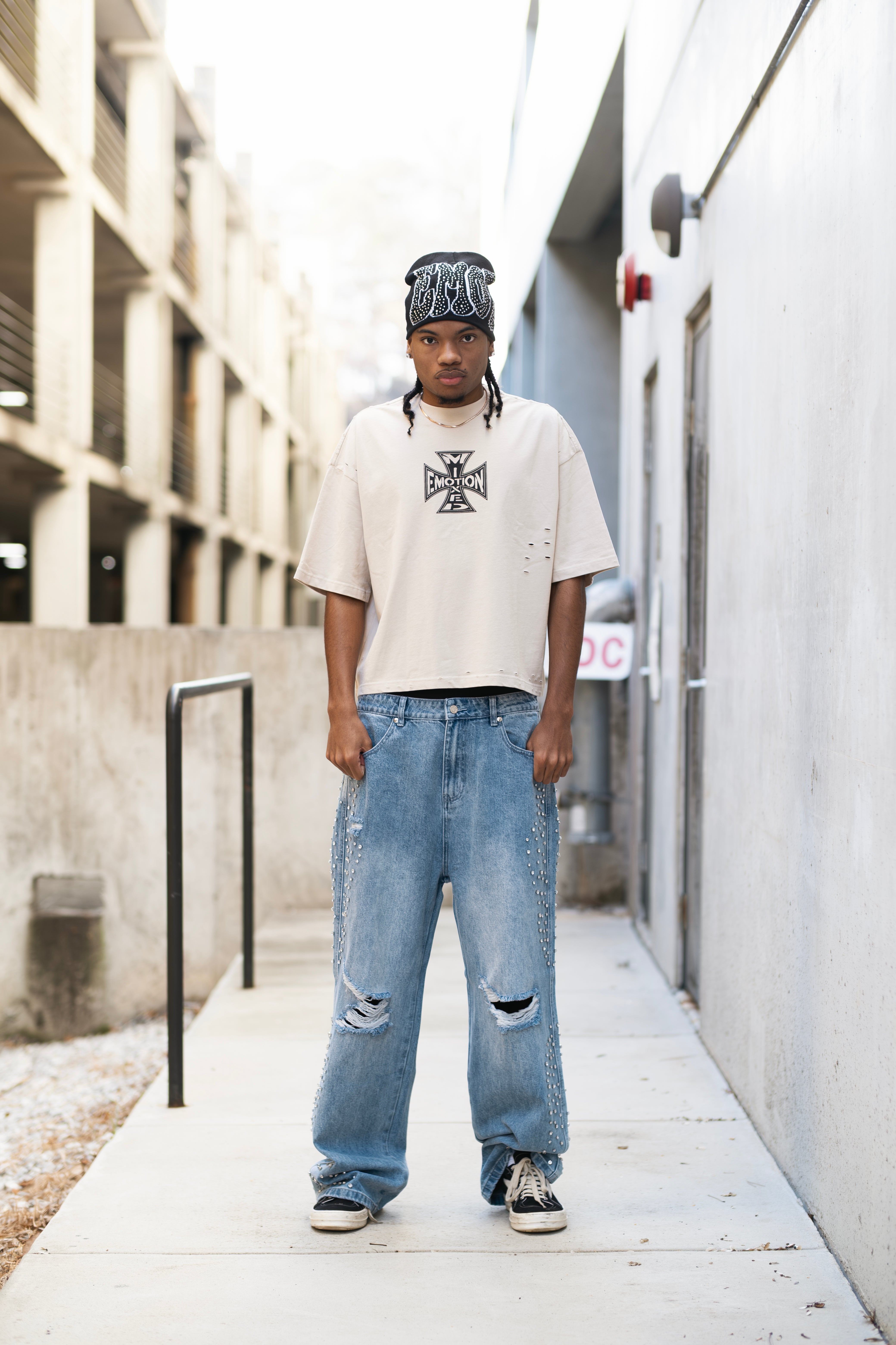 Mixed Emotions　Blue ‘Stone’ Baggy Jeans