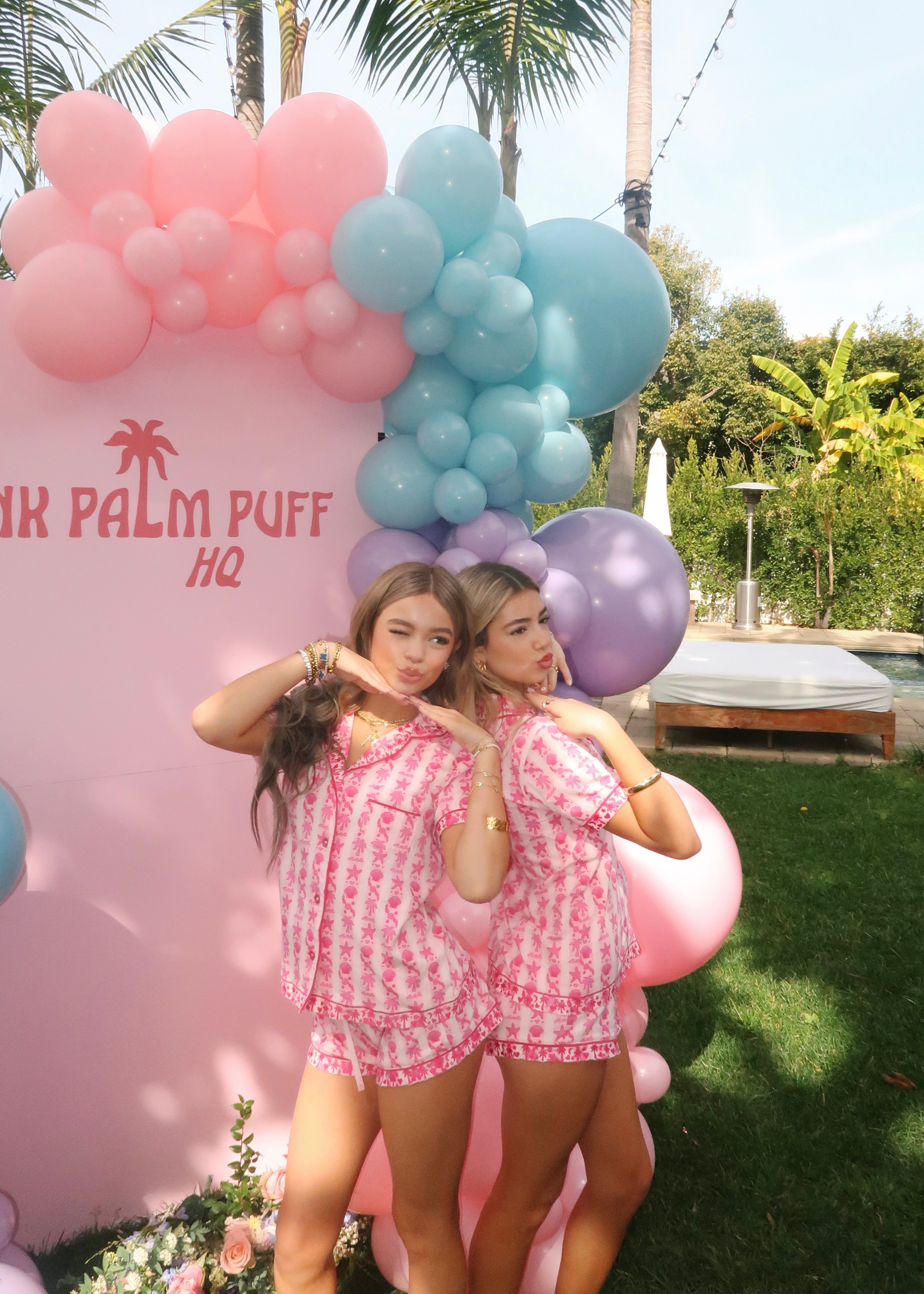 Pink Palm Pajamas in Blush Bay