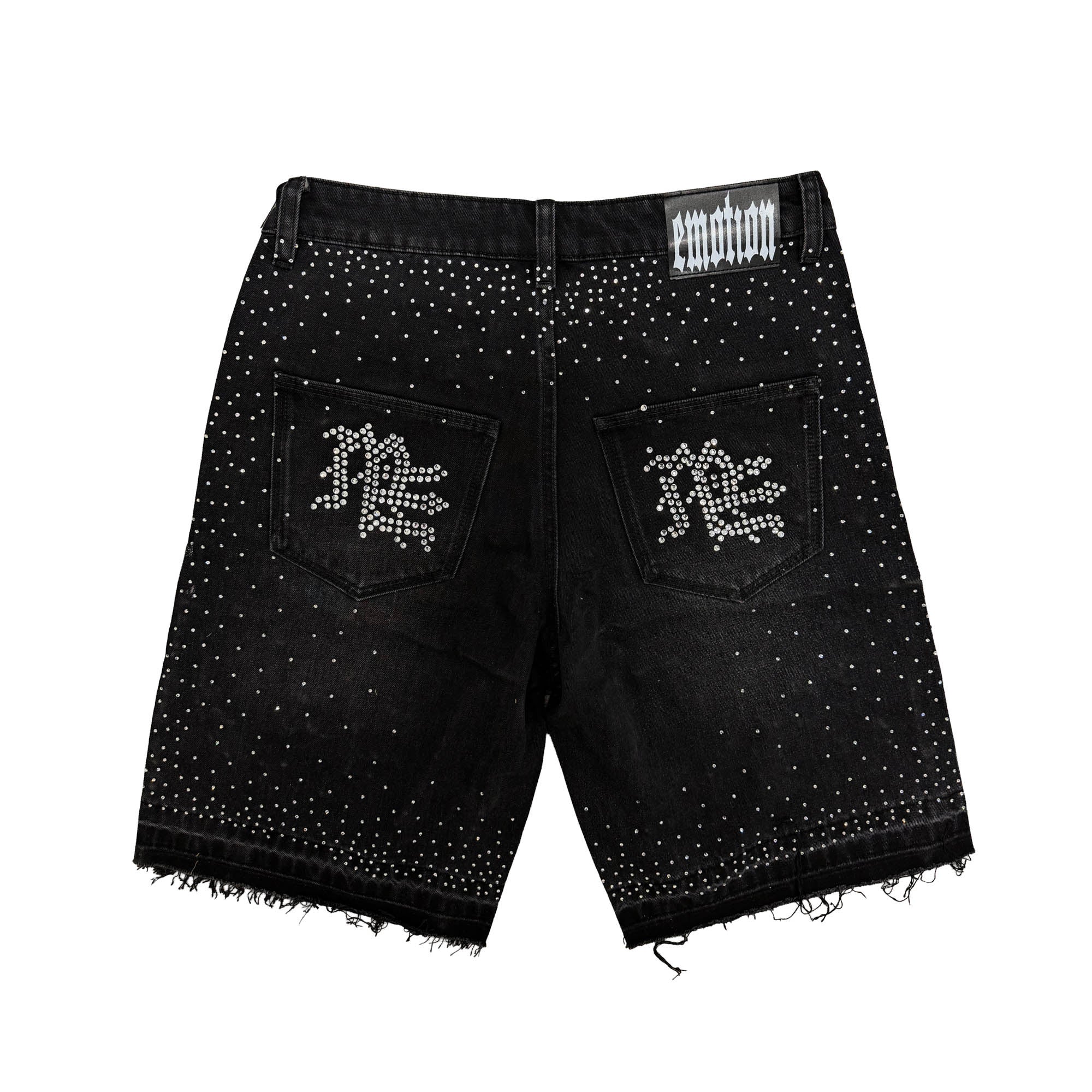 Mixed Emotions　Black “ME” Rhinestone Denim Shorts