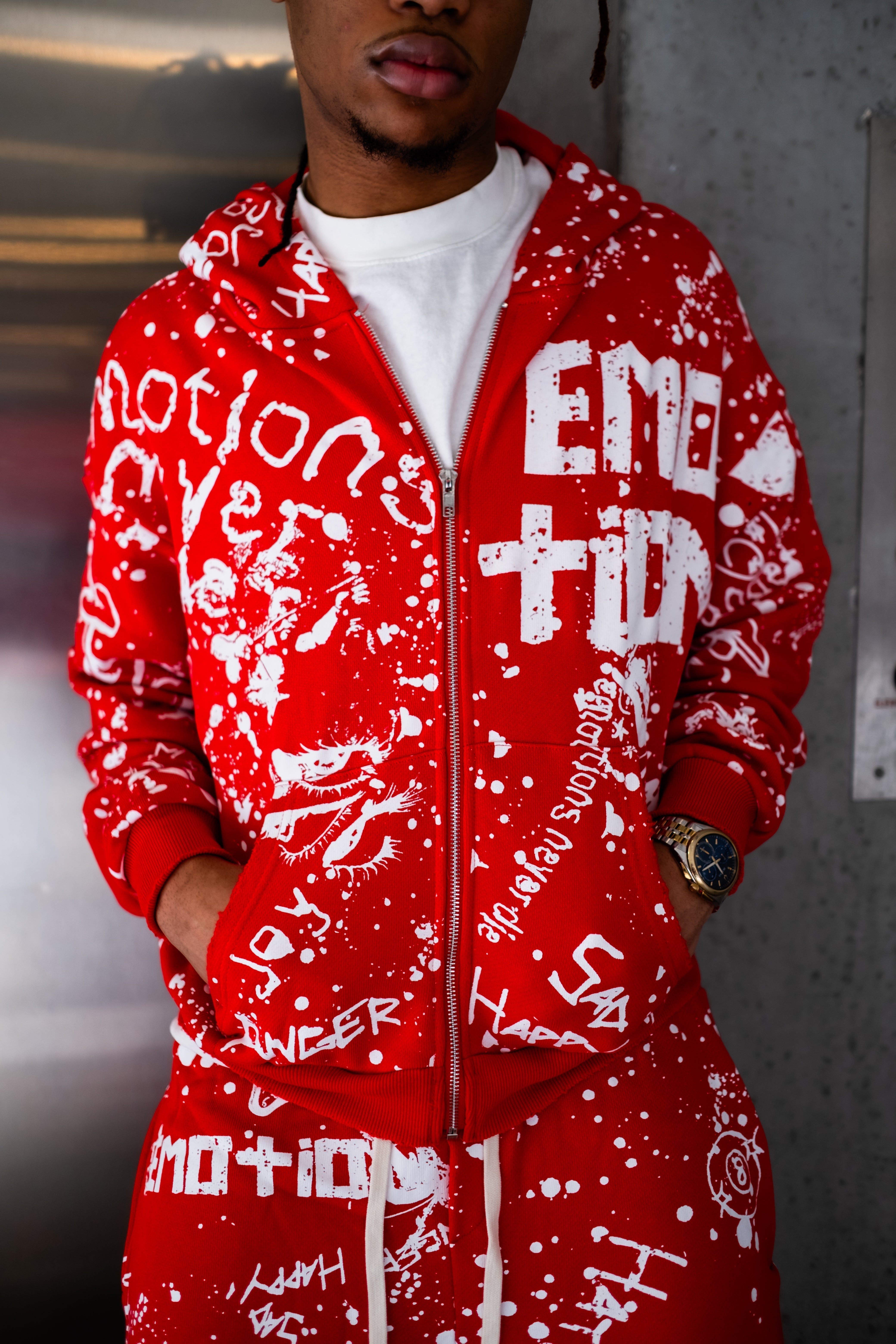 MIXED EMOTION Red “Graffiti” Hoodie