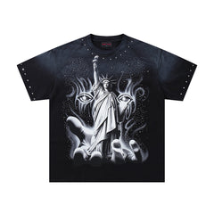 Rare Peace Vintage Mirage Crystal Graphic Oversized T-Shirt