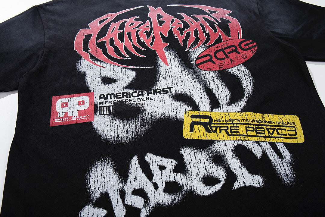 Rare Peace Vintage Mirage Crystal Graphic Oversized T-Shirt