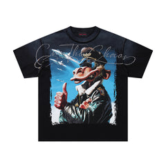 Rare Peace Heritage Washed Crystal Graphic Oversized T-Shirt