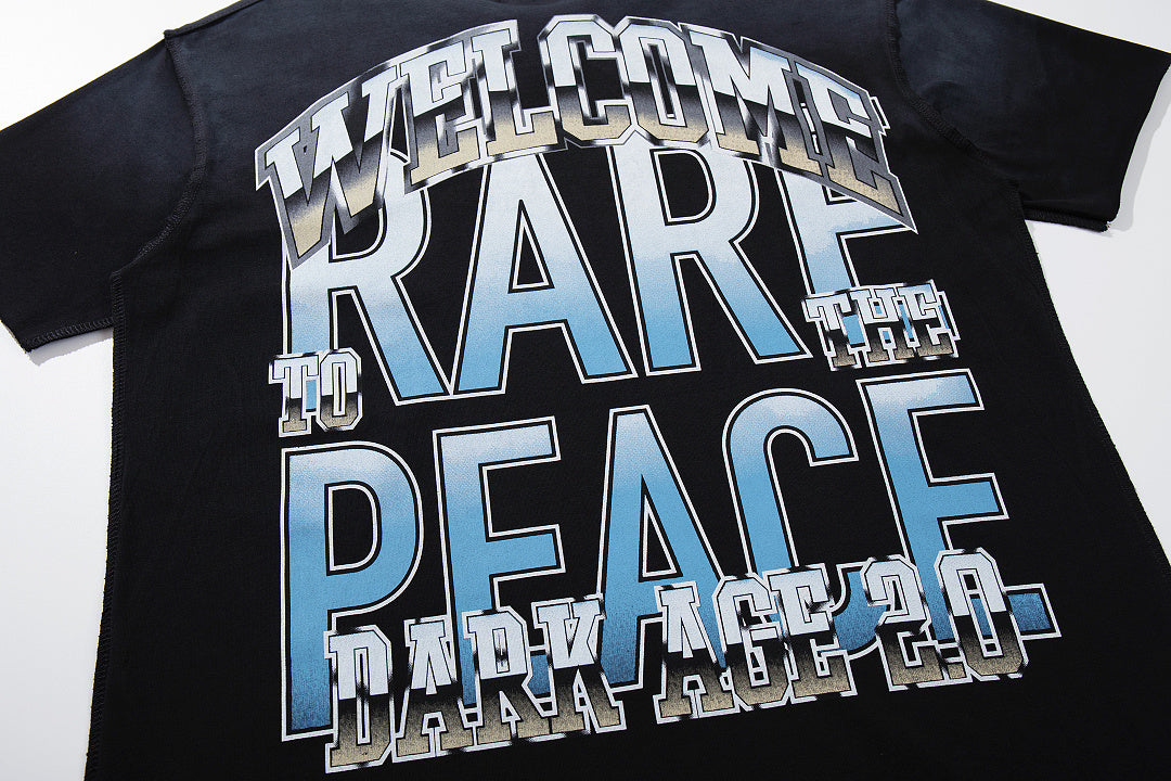 Rare Peace Heritage Washed Crystal Graphic Oversized T-Shirt