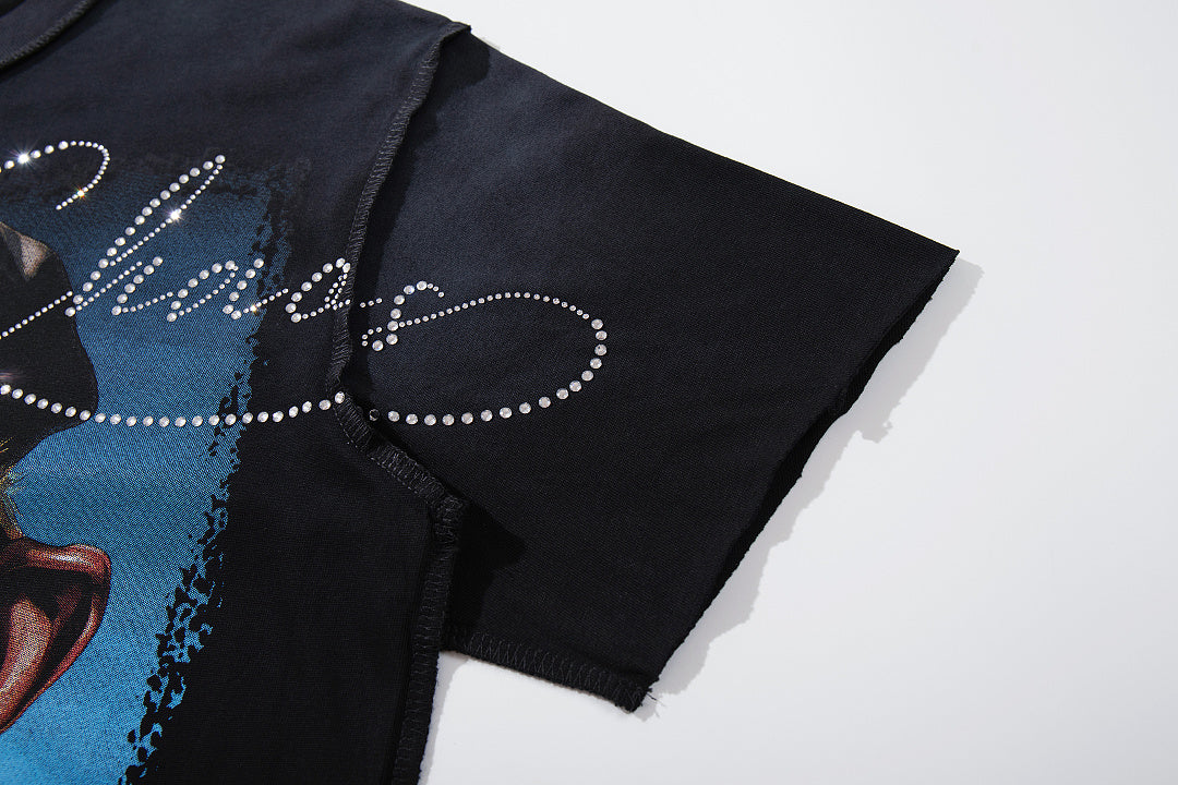 Rare Peace Heritage Washed Crystal Graphic Oversized T-Shirt