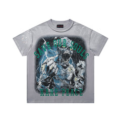 Rare Peace Retro Glow Rhinestone Oversized Graphic Tee