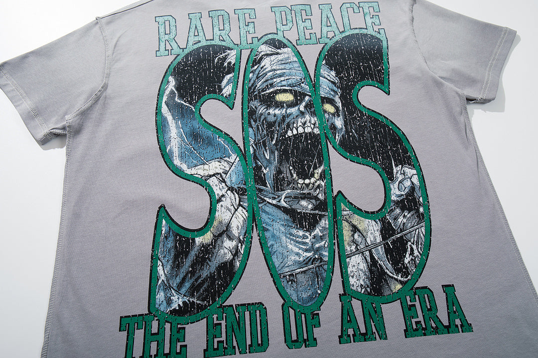 Rare Peace Retro Glow Rhinestone Oversized Graphic Tee
