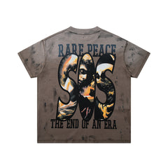Rare Peace Vintage Dust Wash Crystal Graphic Street Tee