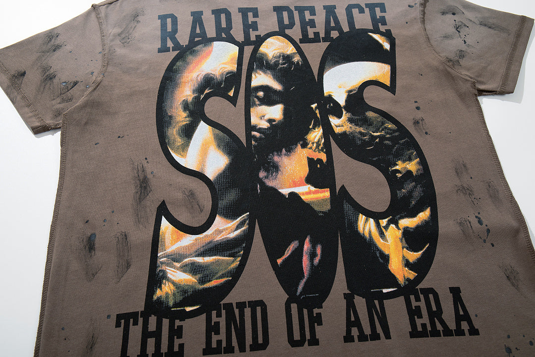 Rare Peace Vintage Dust Wash Crystal Graphic Street Tee
