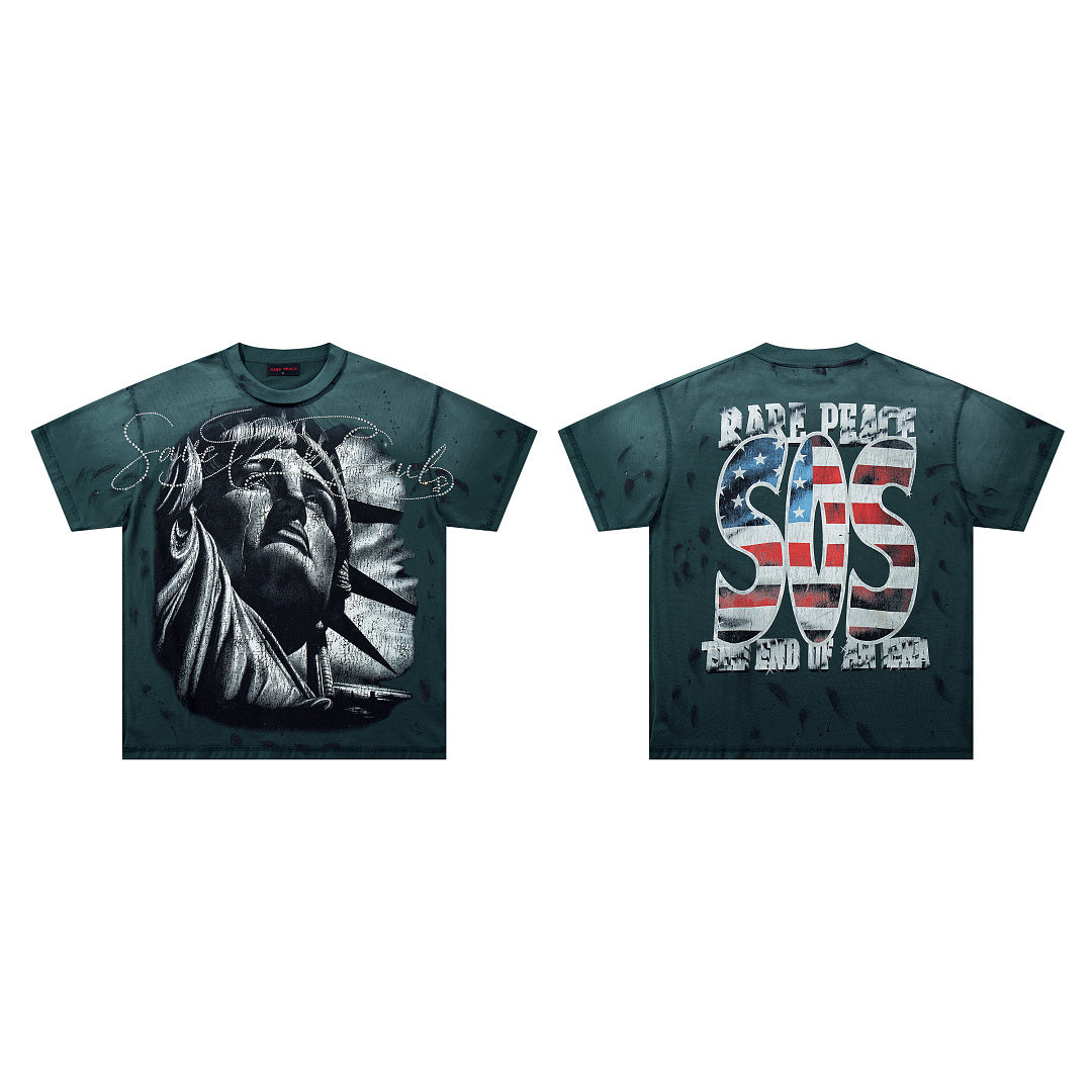 Rare Peace Midnight Fade Rhinestone Graphic Streetwear Tee