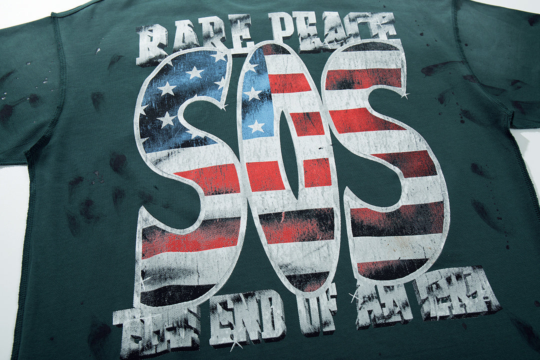 Rare Peace Midnight Fade Rhinestone Graphic Streetwear Tee
