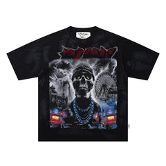 BKYS Rhinestone Art Portrait Vintage Wash Streetwear Tee