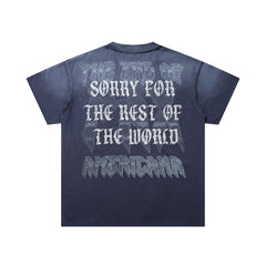 Rare Peace Coastal Distressed Crystal Graphic Oversized T-Shirt