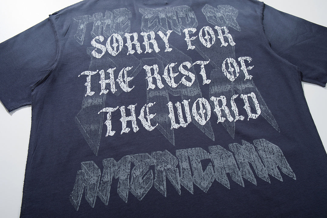 Rare Peace Coastal Distressed Crystal Graphic Oversized T-Shirt