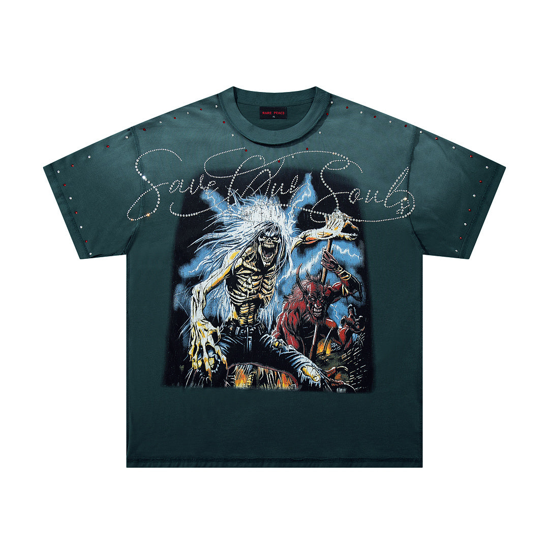 Rare Peace Desert Fade Rhinestone Graphic Streetwear Tee