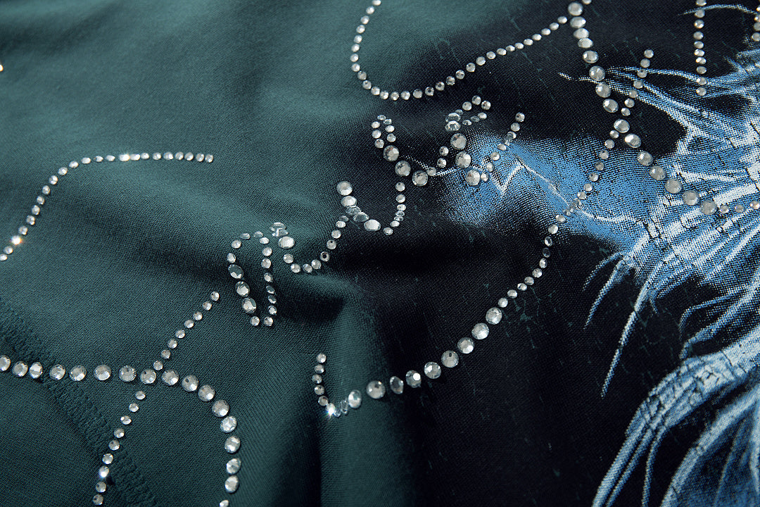 Rare Peace Desert Fade Rhinestone Graphic Streetwear Tee