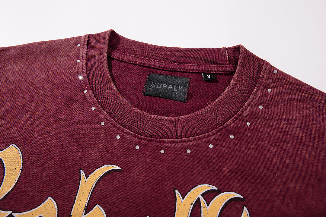 Supply Tee Crystal Logo Oversized Streetwear T-Shirt