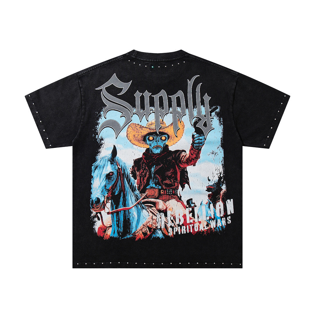Supply Division Rhinestone Graphic Relaxed Street Tee