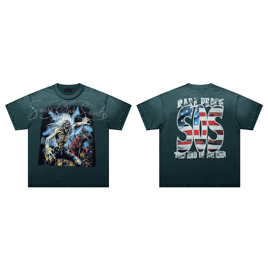 Rare Peace Desert Fade Rhinestone Graphic Streetwear Tee