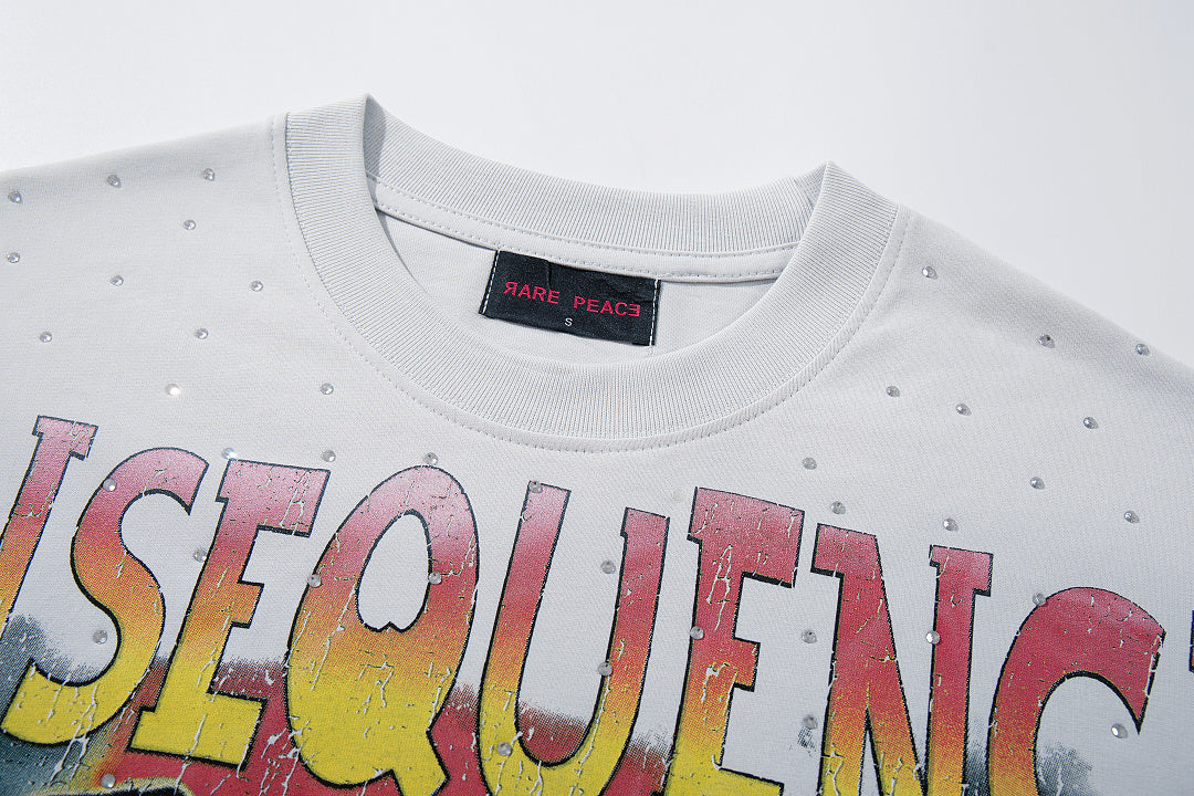 Rare Peace Legacy Faded Crystal Graphic Streetwear T-Shirt