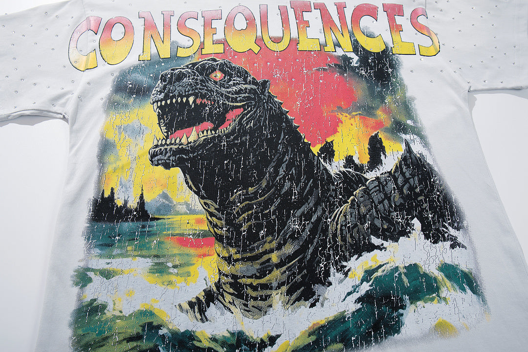 Rare Peace Legacy Faded Crystal Graphic Streetwear T-Shirt