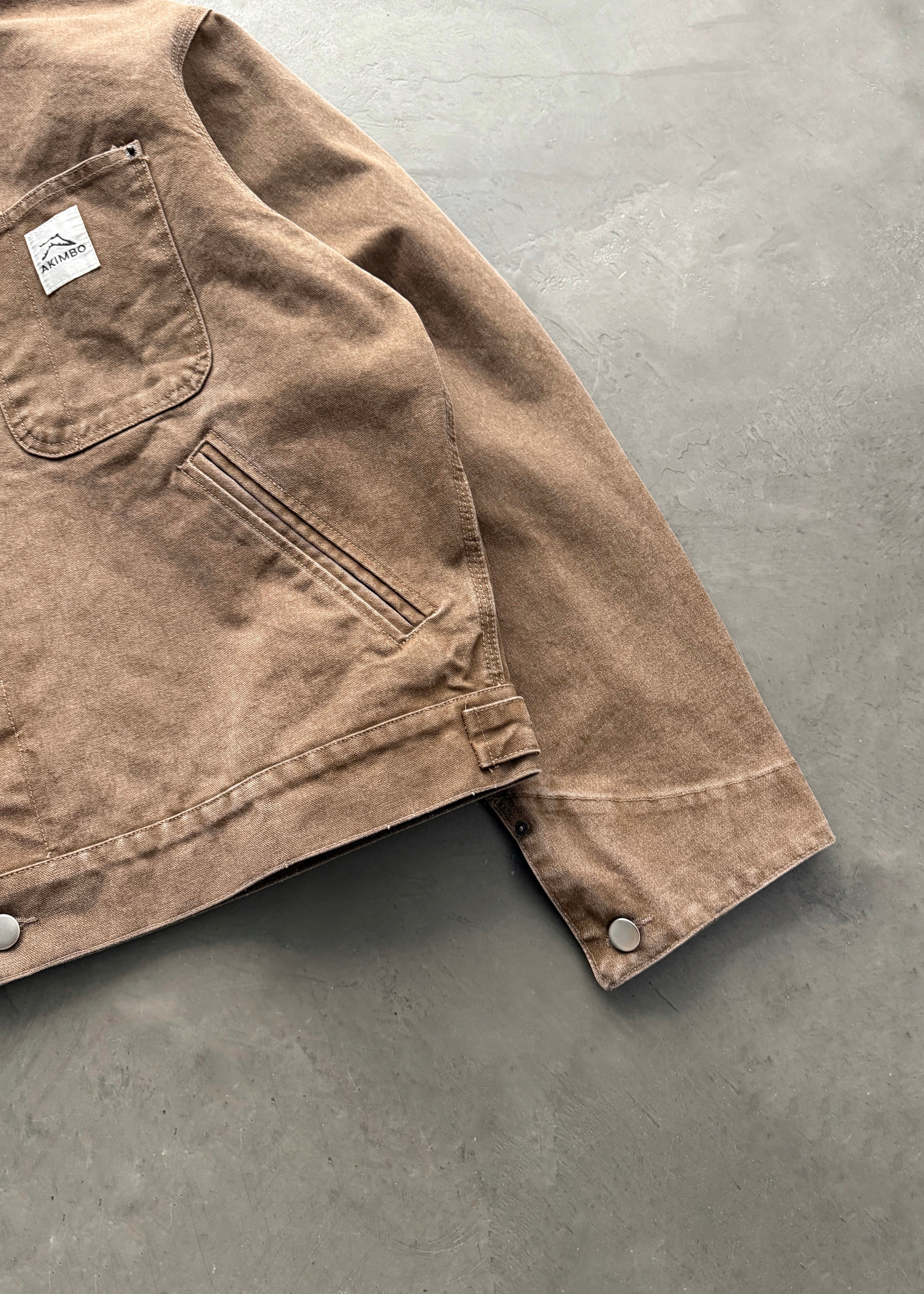 CROPPED CHORE JACKET - BROWN