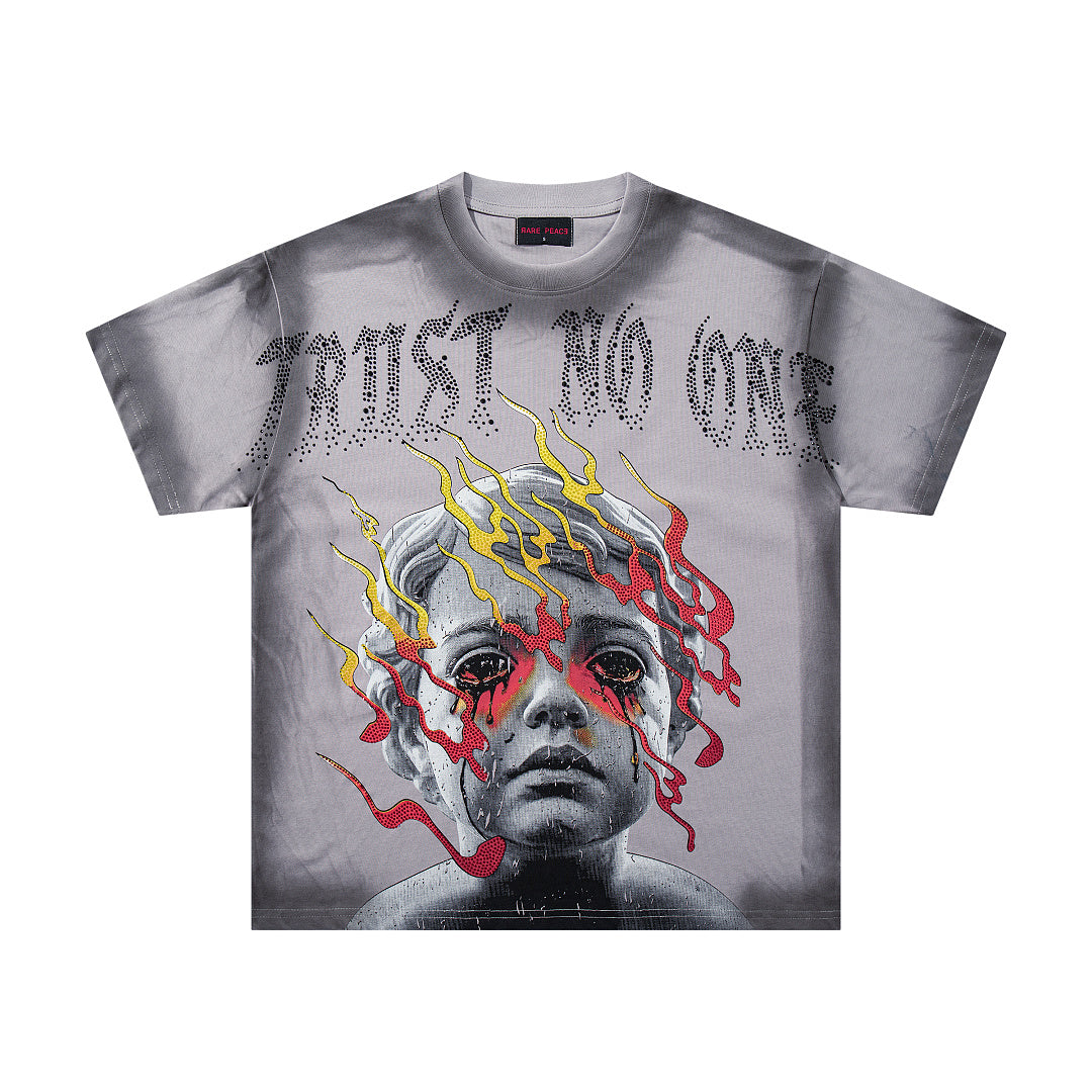 Rare Peace Solstice Vintage Rhinestone Oversized Graphic T-Shirt