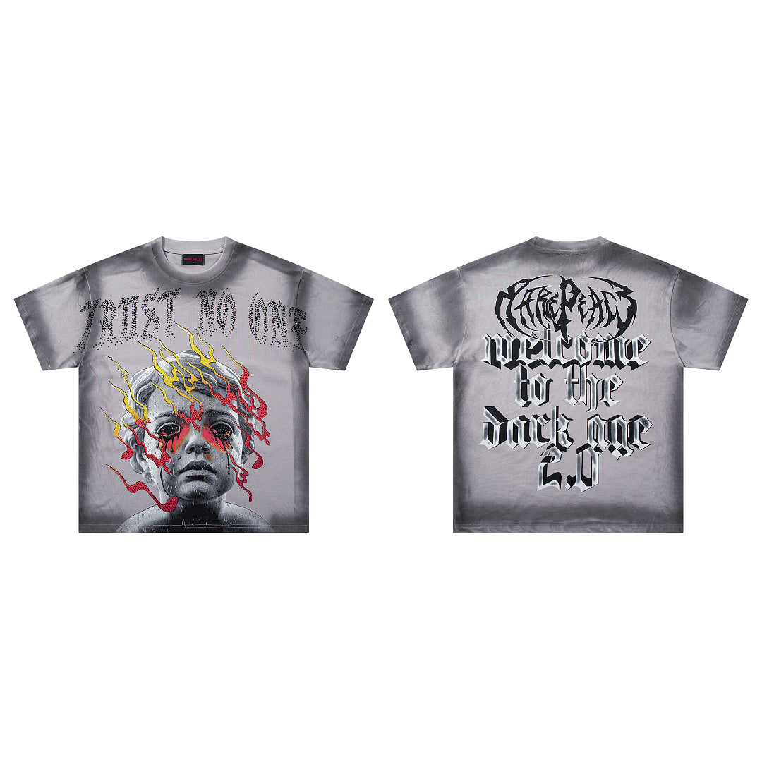 Rare Peace Solstice Vintage Rhinestone Oversized Graphic T-Shirt