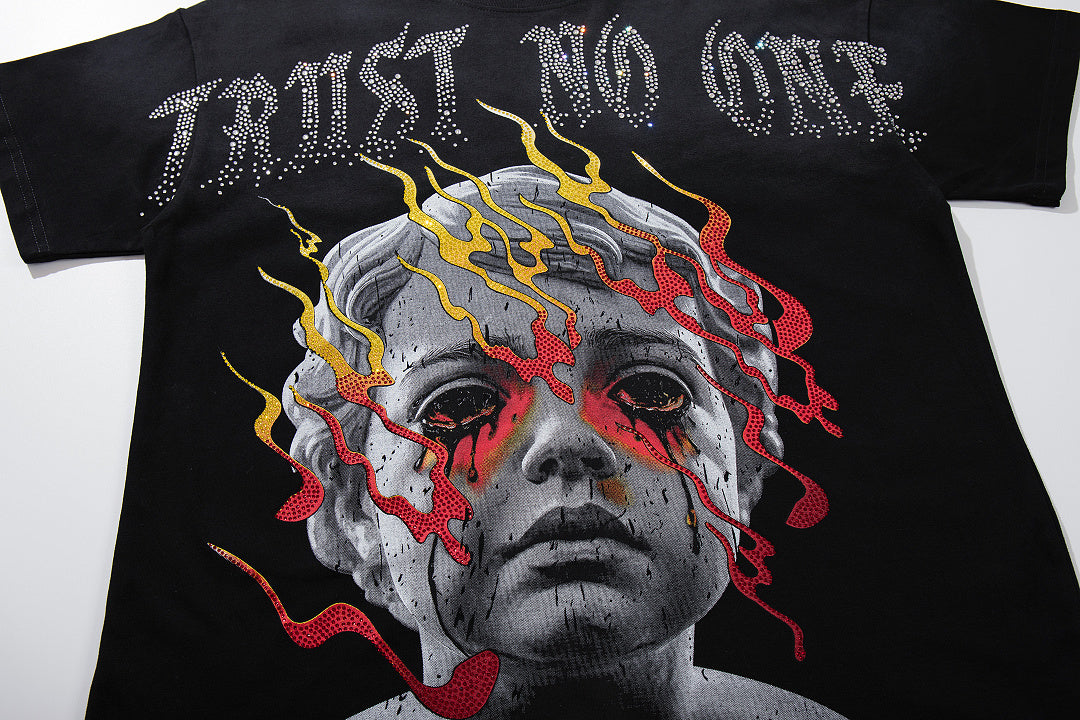 Rare Peace Washed Crystal Art Graphic Relaxed Fit Tee