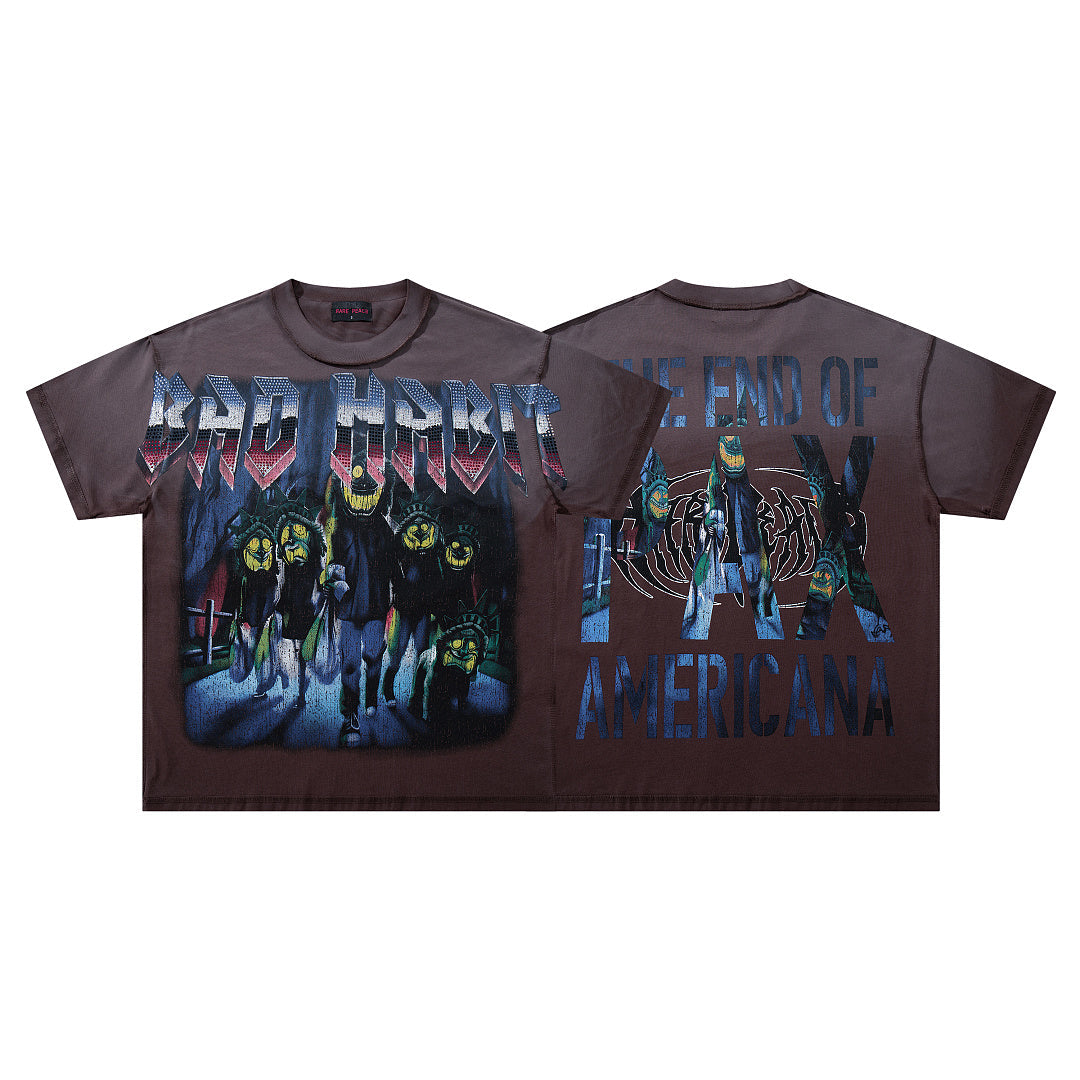 Rare Peace Sunset Fade Crystal Graphic Oversized Street Tee