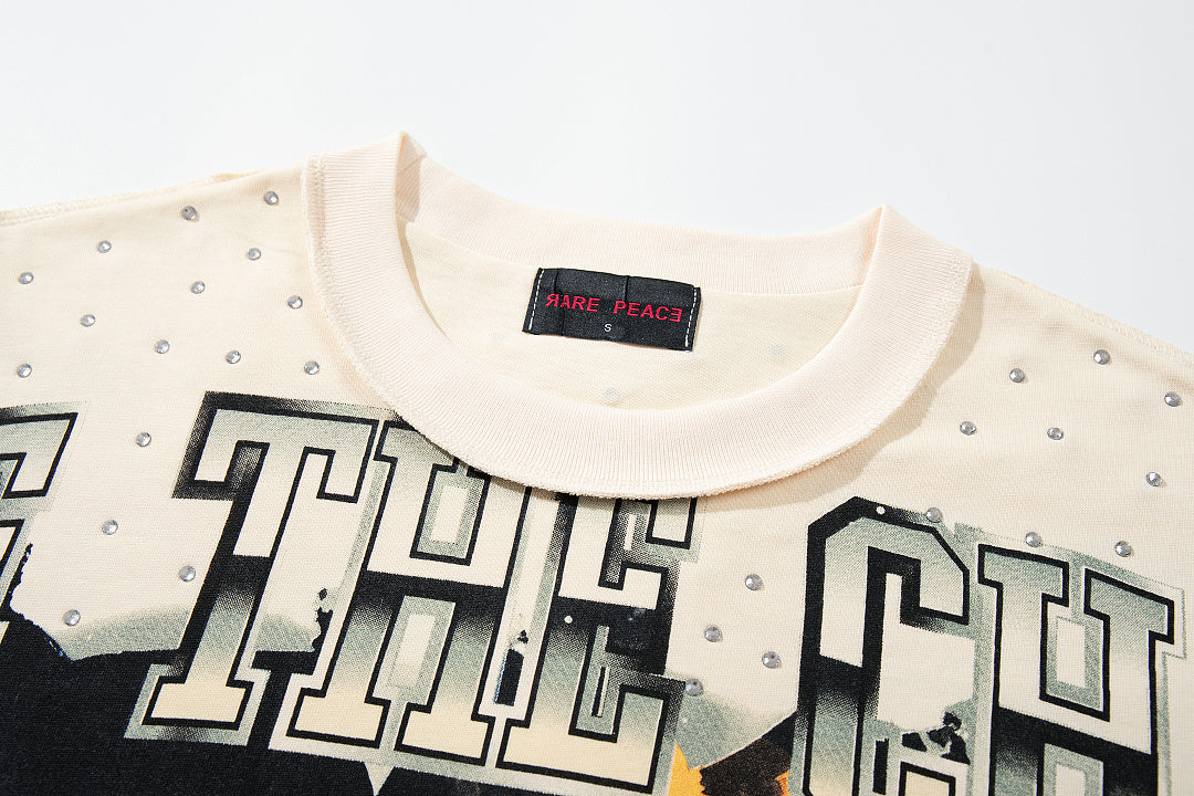 Rare Peace Coastal Vintage Crystal Graphic Oversized Tee