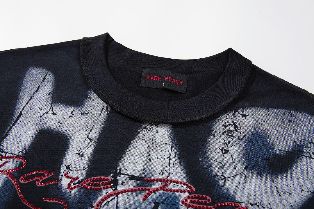 Rare Peace Sunwashed Rhinestone Vintage Streetwear Graphic Tee