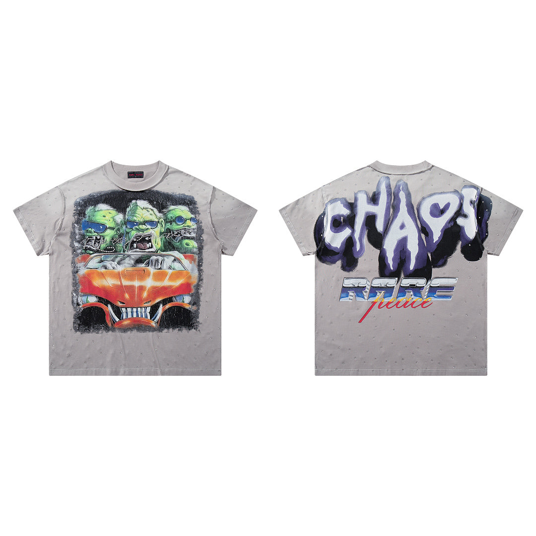 Rare Peace West Coast Faded Rhinestone Graphic Relaxed T-Shirt