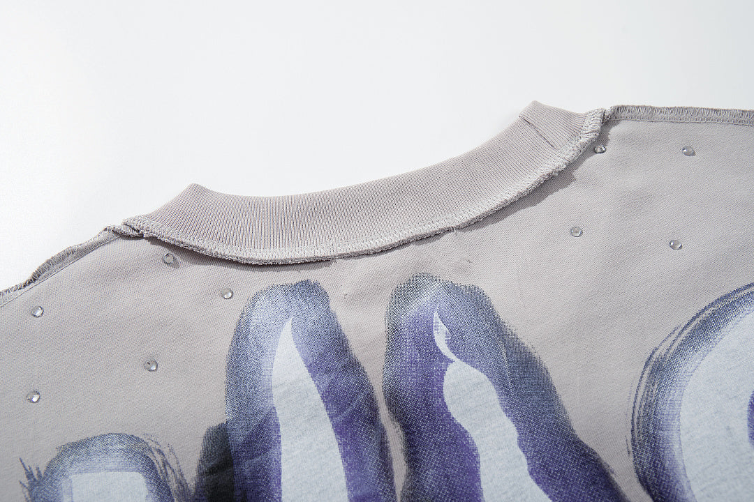 Rare Peace West Coast Faded Rhinestone Graphic Relaxed T-Shirt