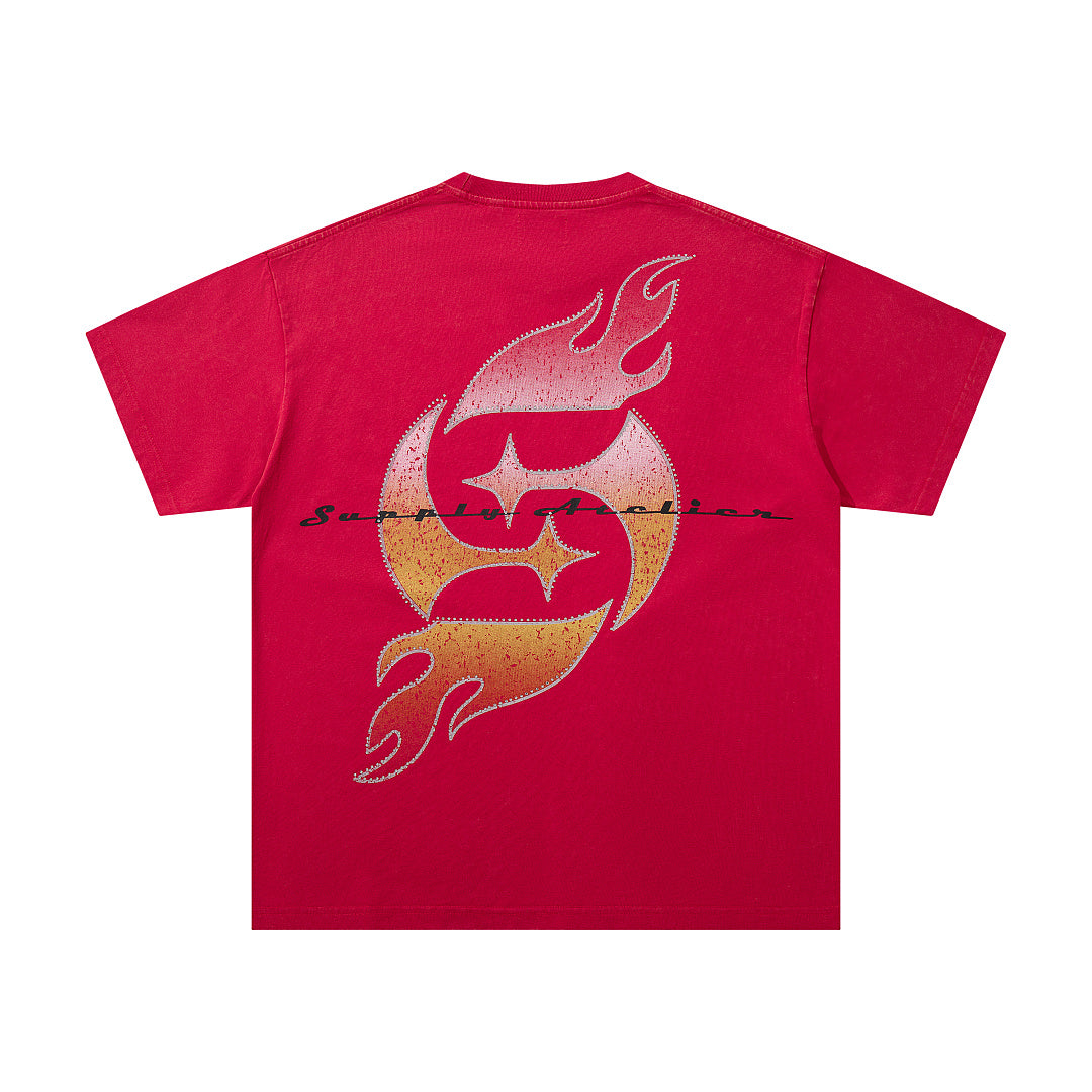 Supply Street Theory Rhinestone Graphic Oversized Tee