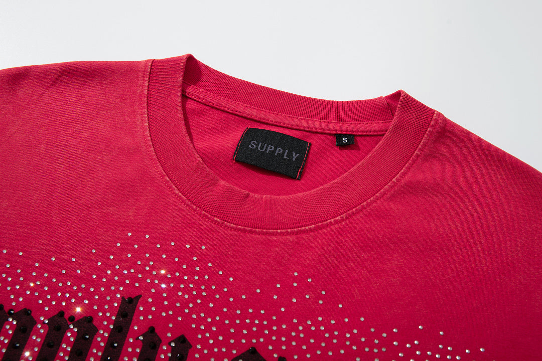 Supply Street Theory Rhinestone Graphic Oversized Tee