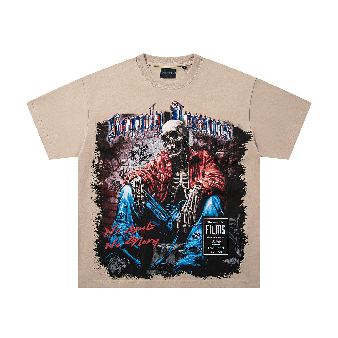 Supply Street Division Rhinestone Graphic Oversized T-Shirt